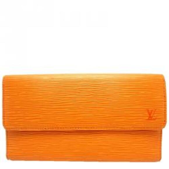 Louis Vuitton Paris Mandarin Orange Yellow Epi Leather Tri-Fold Long Wallet - Picture 1 of 7